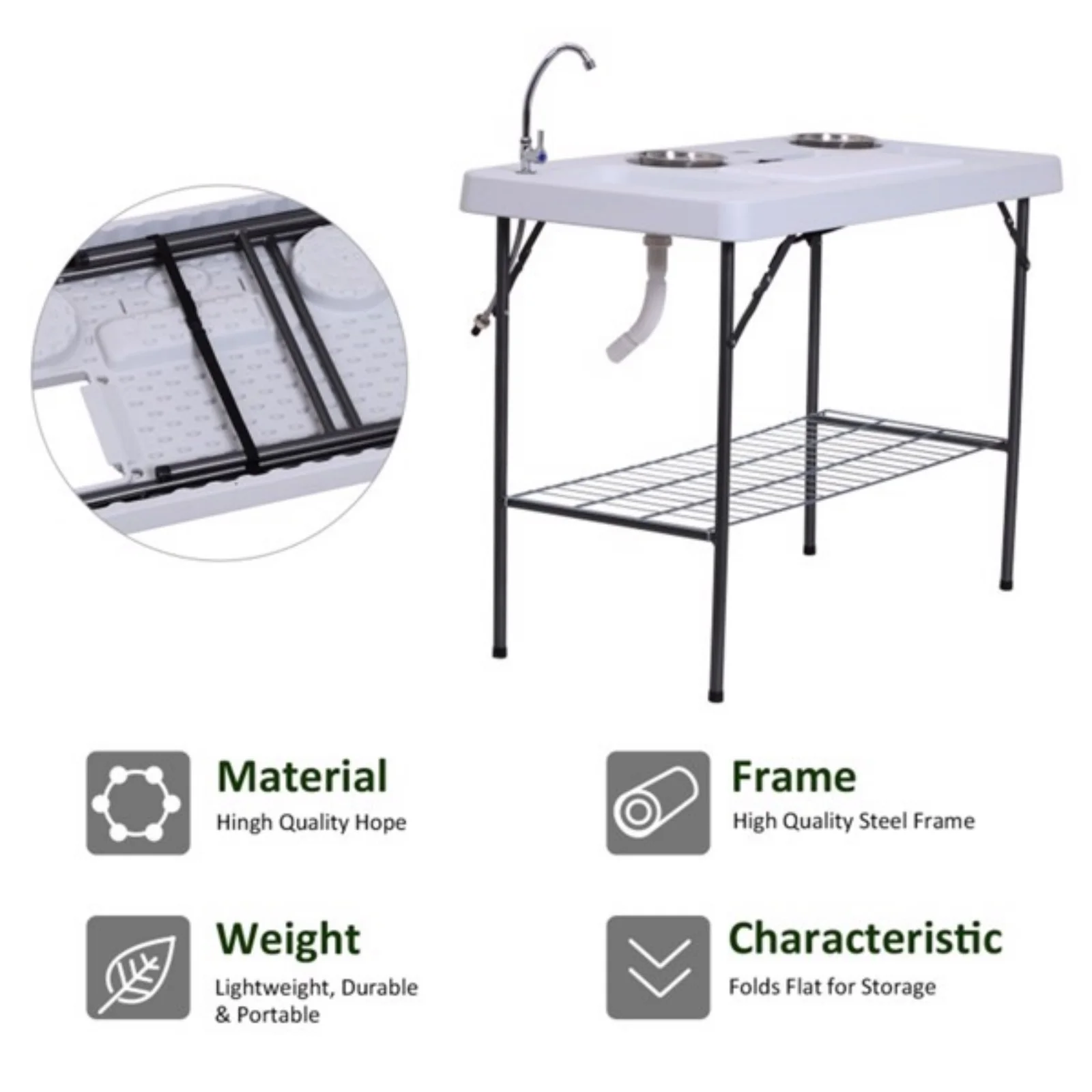 Outdoor camping folding table, light kitchen camping table
