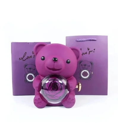 Rose Hugging Bear  box and  necklace