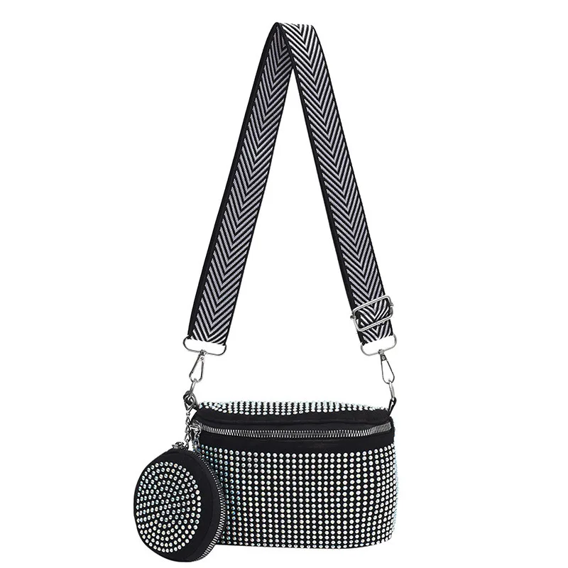 Bolso de mano minimalista con diamantes para mujer, bandolera cruzada Diagonal, bolso de teléfono a la moda, novedad de 2024