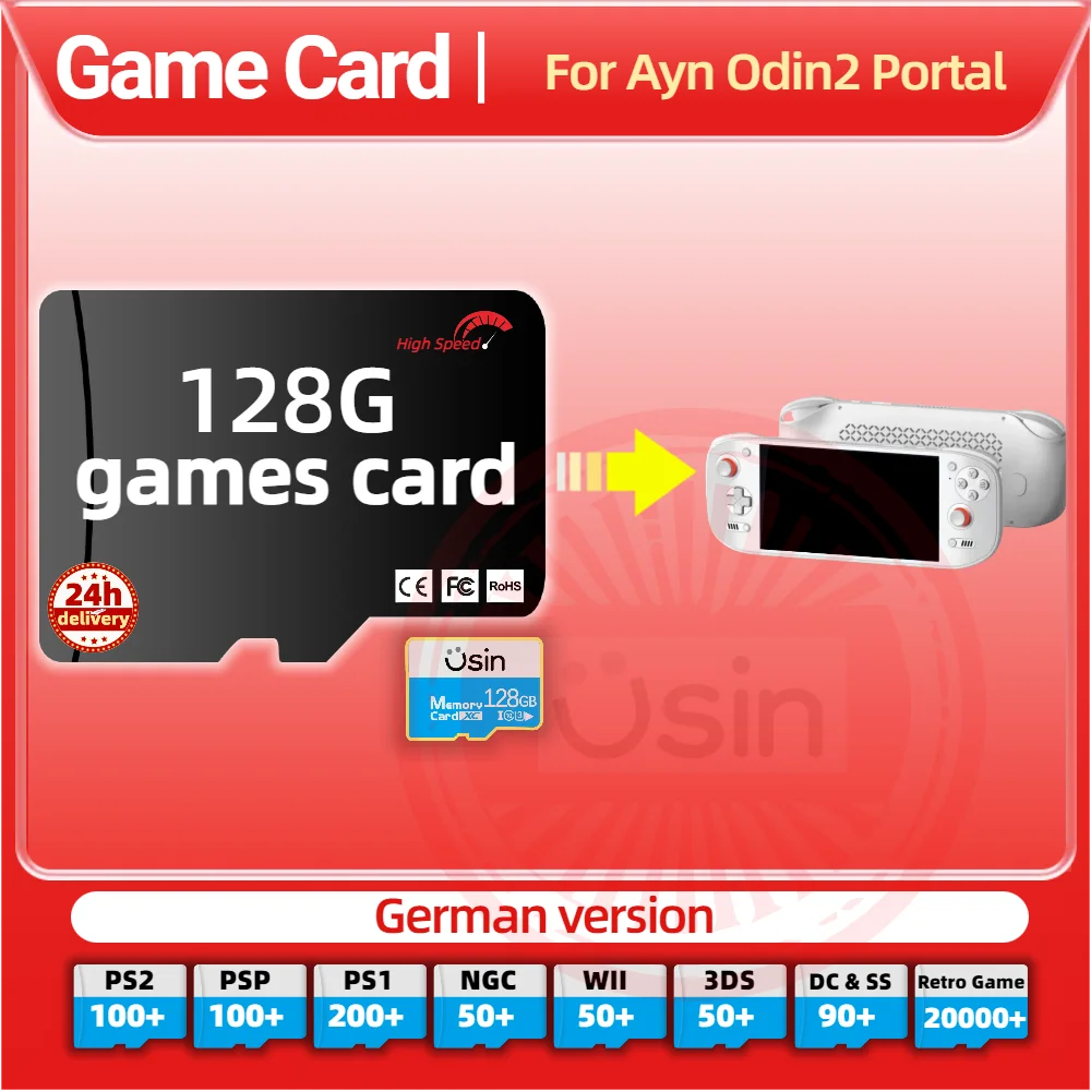 Memory Game Card For Ayn ODIN2 Portal Mini German Version Retro PS2 PSP Games Android Gaming portable Console SD TF H-Speed 128G