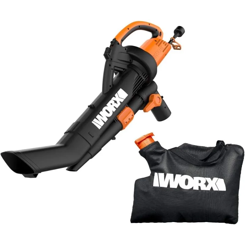 

Worx WG509 TRIVAC 12 Amp 3-in-1 Electric Leaf Blower/Leaf Vacuum/Mulcher,Metal Impeller for Fine Mulching，w/ Debris Collection