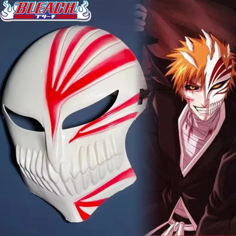 Bleach Ichigo PU Mask Japanese Anime Kurosaki Full Face Cosplay Accessories Halloween Party Masquerade Custom Mask Prop Gift