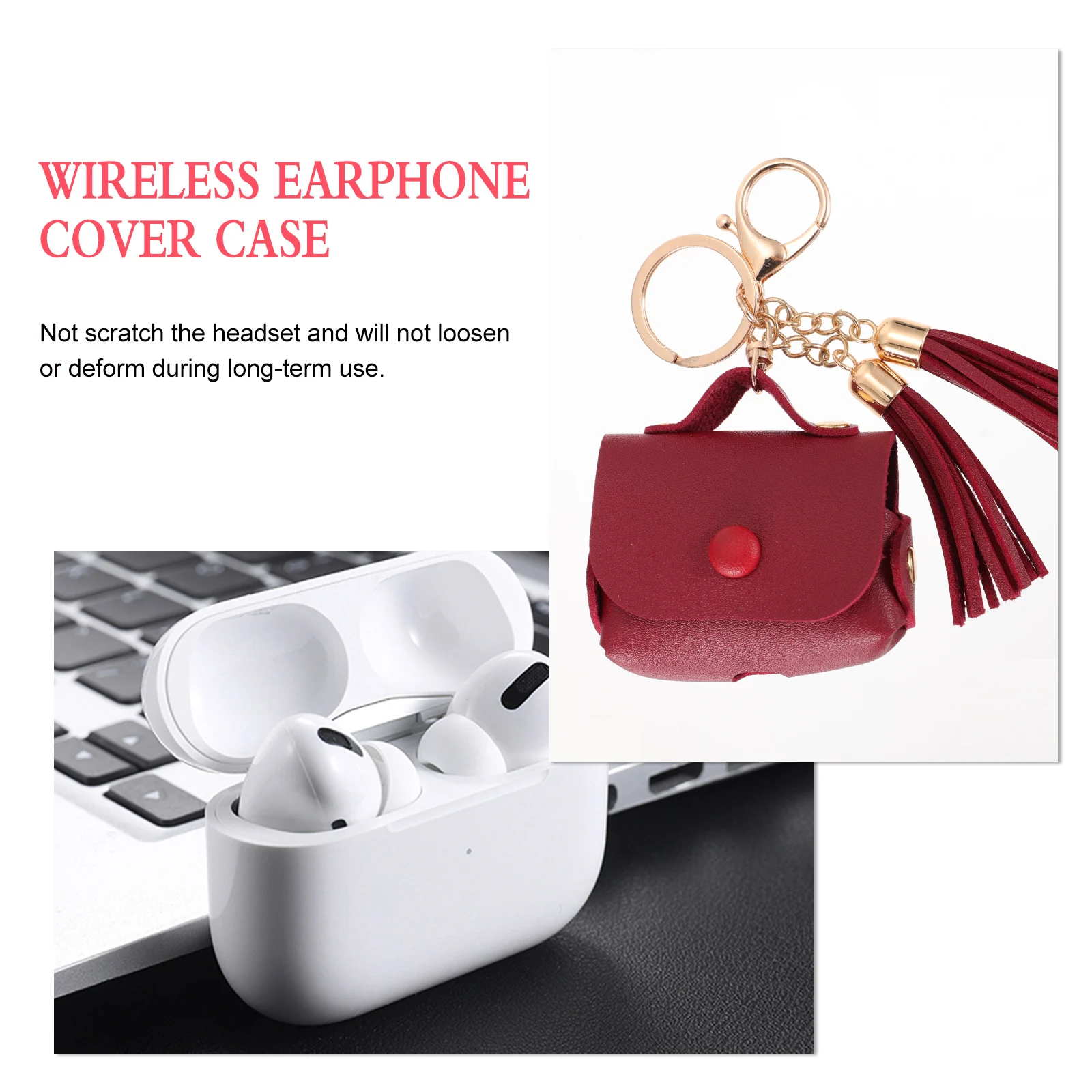 

Wireless Earphone Case PVC Protector Durable Safe Unique Appearance No Fading Easy Carry Portable Headphone Cover Shell Tassel