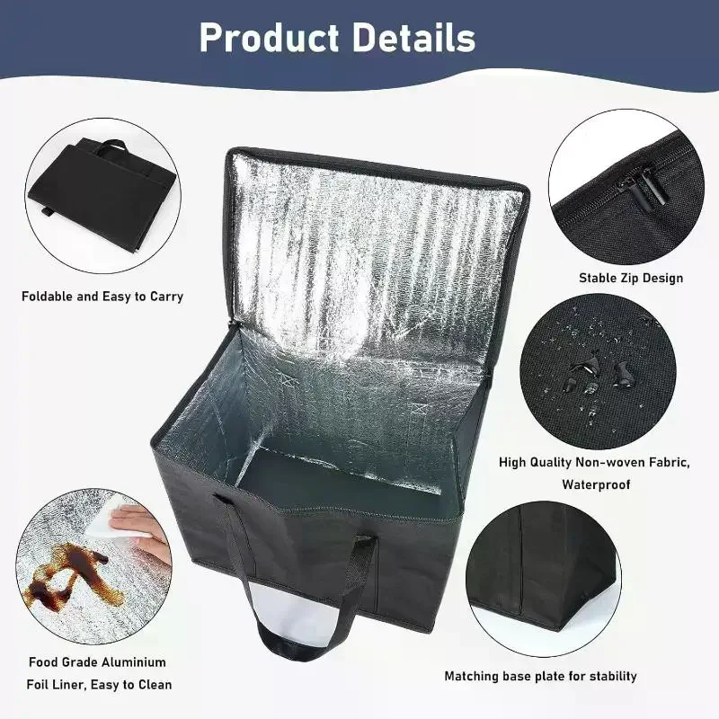 1PC Food Bag Large Insulated Reusable Foldable Hot Cold Meals Grocery Zipper Lightweight For Picnic Camping Outdoor