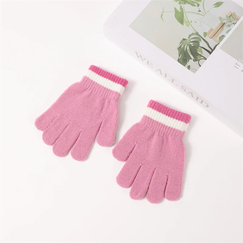 مجموعة قبعة وقفازات للفتيات، قبعة وقفازات متماسكة مضلعة مطرزة على شكل حيوانات كرتونية، إكسسوارات شتوية للفتيات الصغيرات