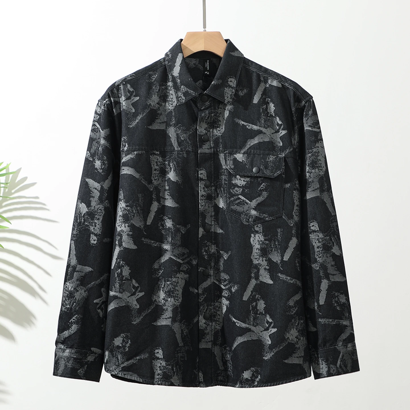 

Ретро-куртка в гонконгском стиле с длинными рукавами, джинсовая, повседневная, с воротником, мужская, рабочая, с принтом, из хлопка и полиэстера, молодежный тренд