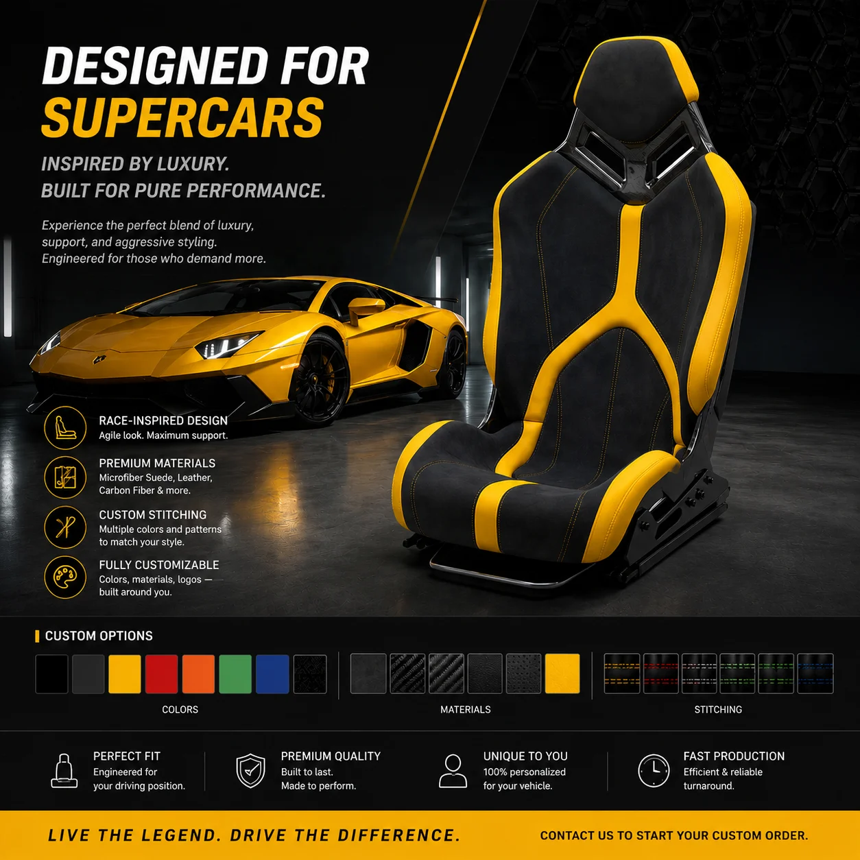 Universal Dry Carbon Fiber Simulator Racing Bucket Seat for Aventador SVJ Custom Sim Gaming Racing Sport Seats