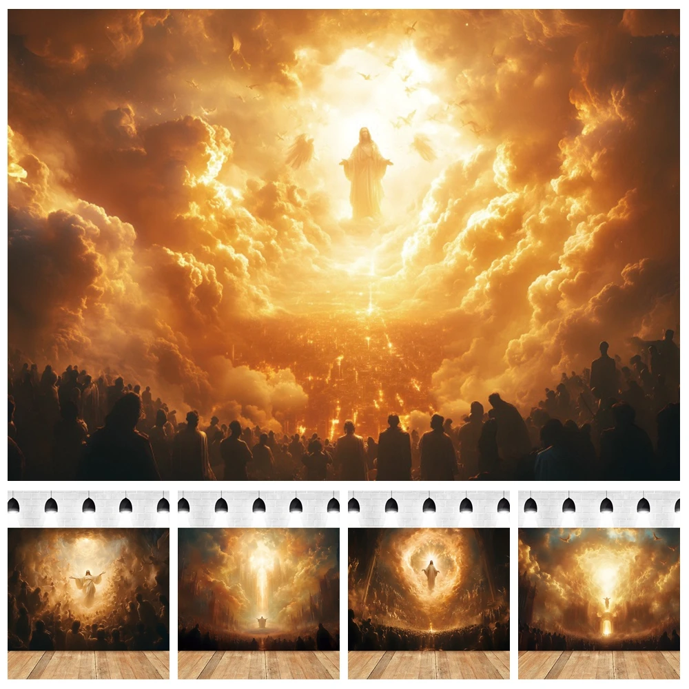 Nativity Jesus Photography Backdrop Jesus Christian Faith Holy Light Clouds God Bless Birth of Jesus Christmas Photo Background