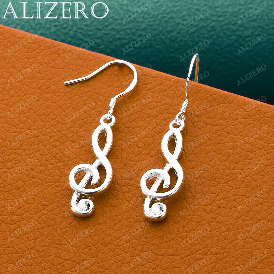 925 Sterling Silver Earrings Note Drop Earrings For Women Jewelry Fashion Party Wedding Accessories