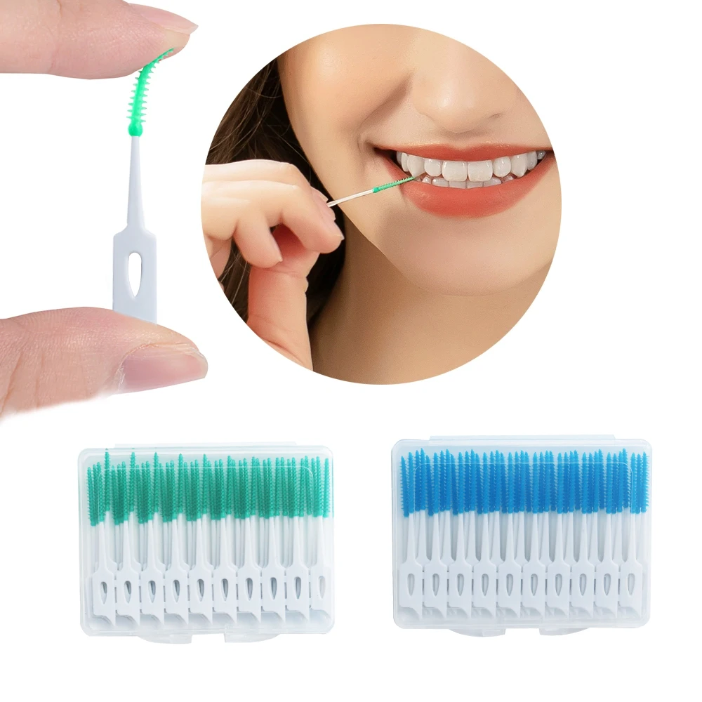 1Box 40Pcs/200Pcs Orthodontic Interdental Brush Elastic Massage Soft Toothpick Oral Care Cleaning Tools