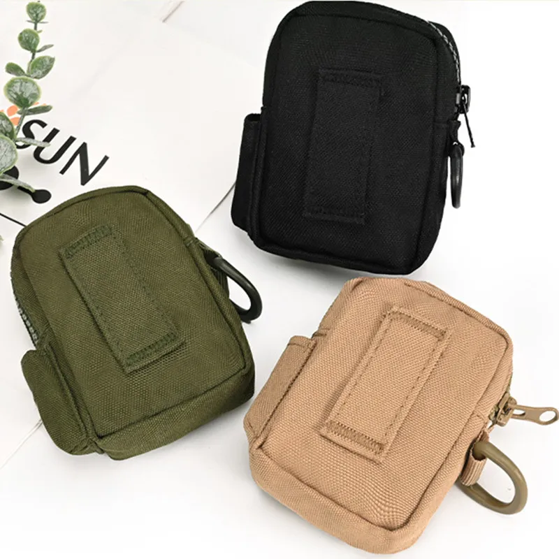 Outdoor Sports Multi-functional Tactical Waist Bag Accessory Bag Simple and Durable Card Bag Coin Purse Solid Color Waist Packs