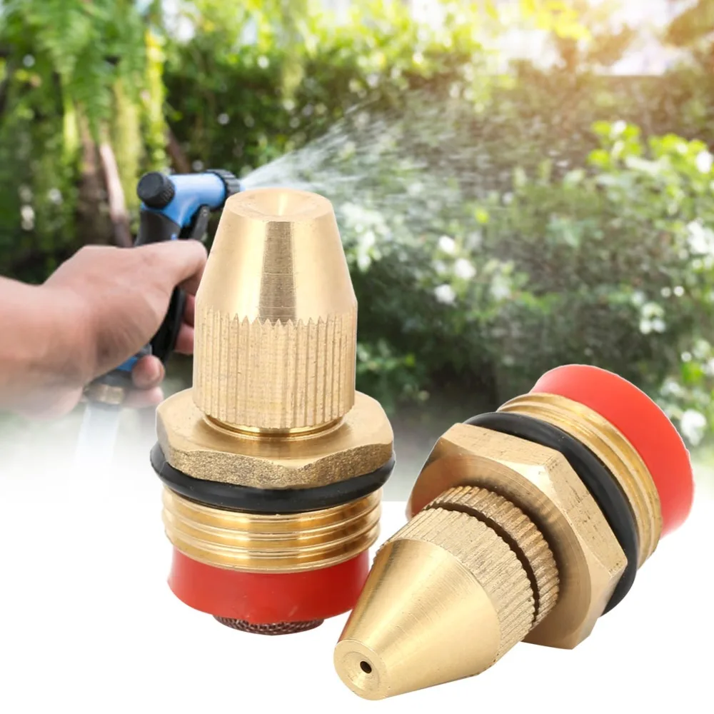 2PCS Durable G1/2 DN15 Spray Nozzle Adjustable Water Saving Garden Spray Head Brass Compact Misting Nozzle Garden Irrigation