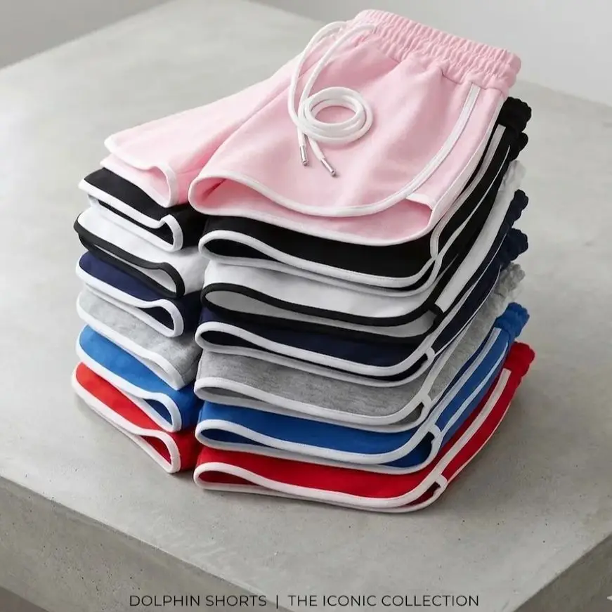 Women's New Casual Running Shorts Summer Athletic Sport Shorts Drawstring Elastic Waist Contrast Trim Workout Hot Pants