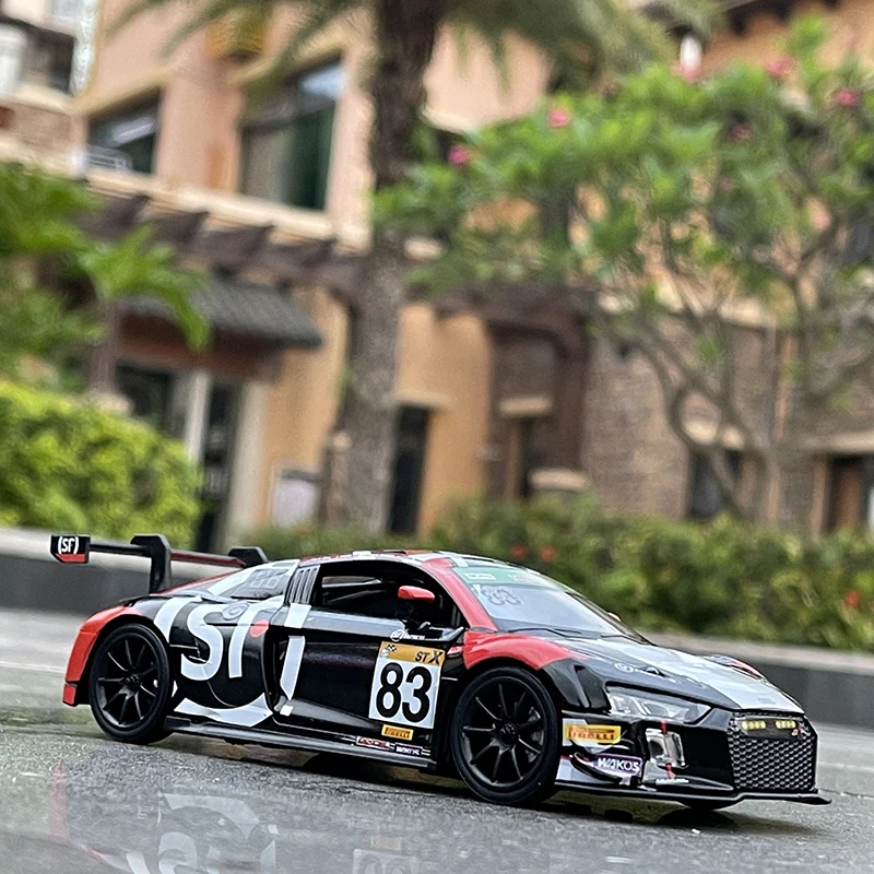 دييكاست نموذج سيارة سباق معدنية ، Co وصفت طبعة محدودة ، AUDI-R8 ، سبيكة ، محاكاة ، الصوت والضوء ، لعبة هدية ، 1:32