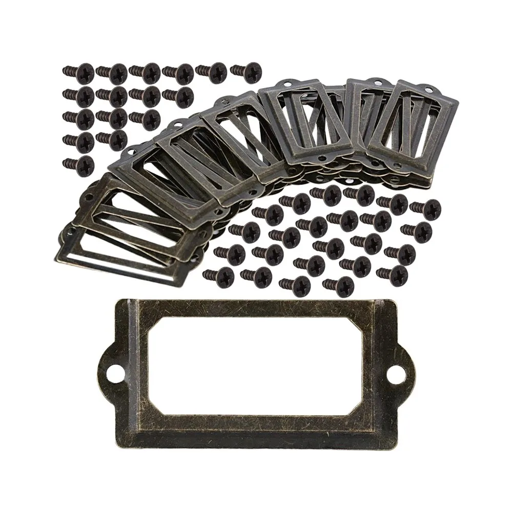 Tag Drawer Labels Holder With Screws Cupboard For Name Plates Box Lockers Jewelry Box Kit 30pcs Antique Bronze