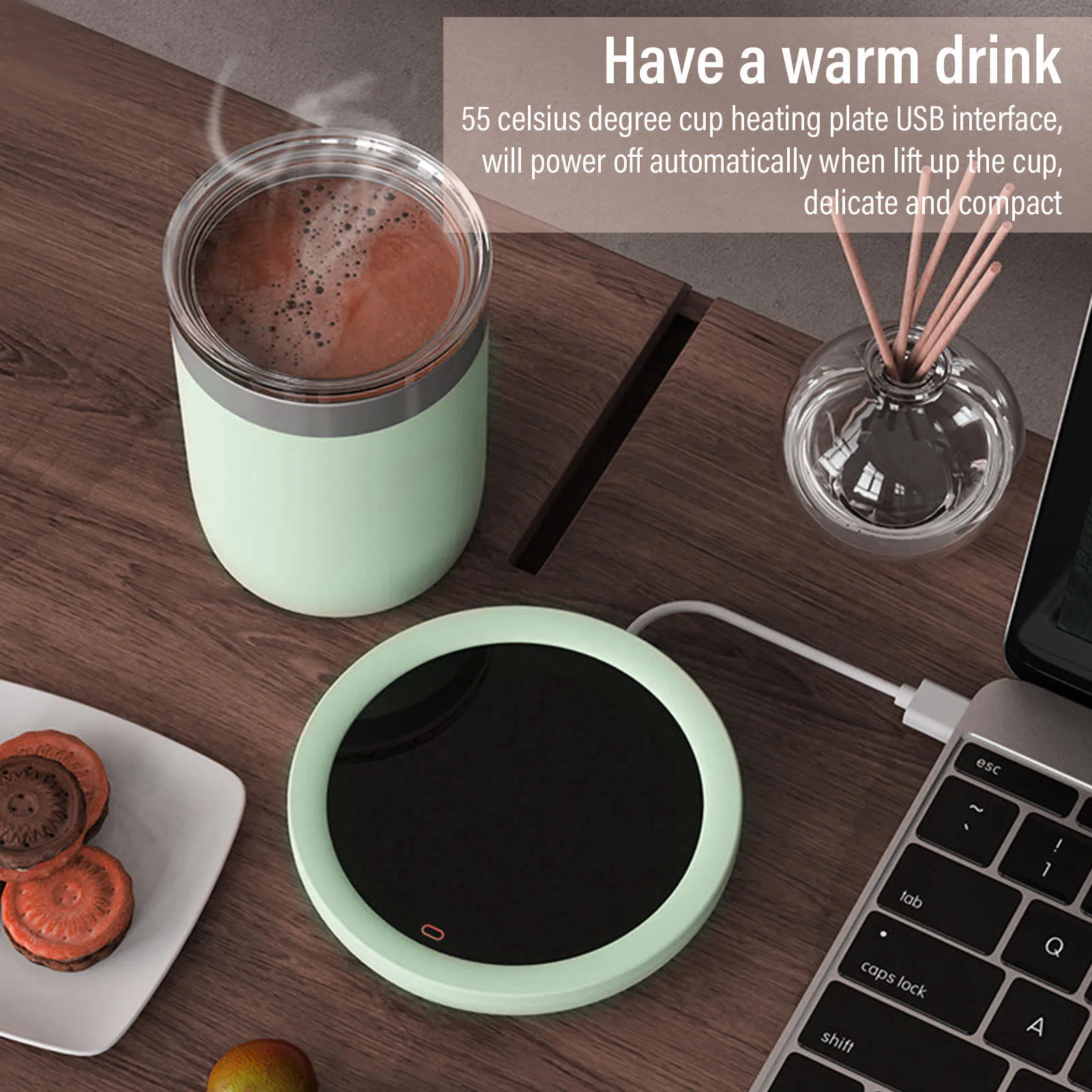 USB Coffee Mug Warmer, 55°C Digital Display, ABS Material, 10W Power, Office Heating Plate - Perfect for Daily Use