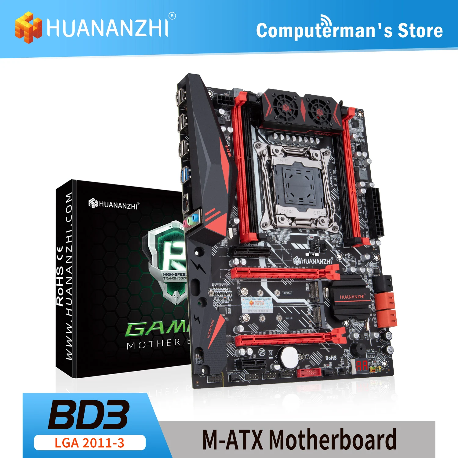 

HUANANZHI BD3 LGA 2011-3 Motherboard Intel XEON E5 LGA2011-3 DDR3 RECC Non-ECC Memory supports NVME NGFF Workstation RU