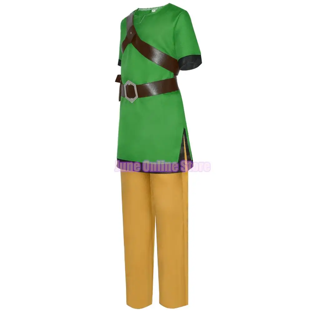 Disfraz de Cosplay Skyward Sword Link, uniforme verde, pantalones, sombrero, guantes, capa, ropa para niños, traje de Halloween