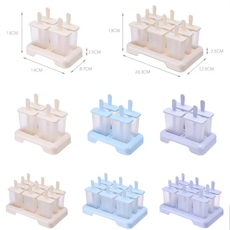 9/4 Grids Ice Cream Popsicle Mold Tray DIY Ice Cream Machine Homemade Ice Box with Plastic Stick Freezer Juice Maker Kitchen