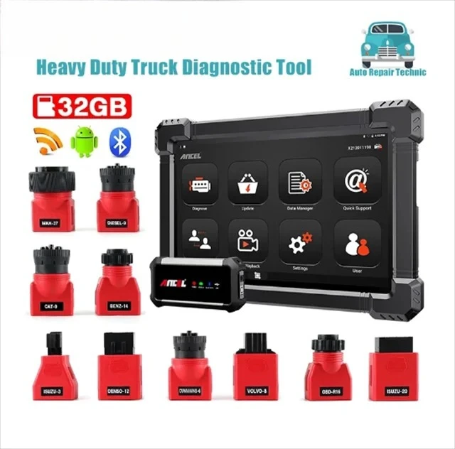 2023  X7 HD Heavy Duty Truck Truck Scanner Full System X7hd 12V 24V Oil DPF Regen ECU Reset Battery OBD2 Diagnostic Tool