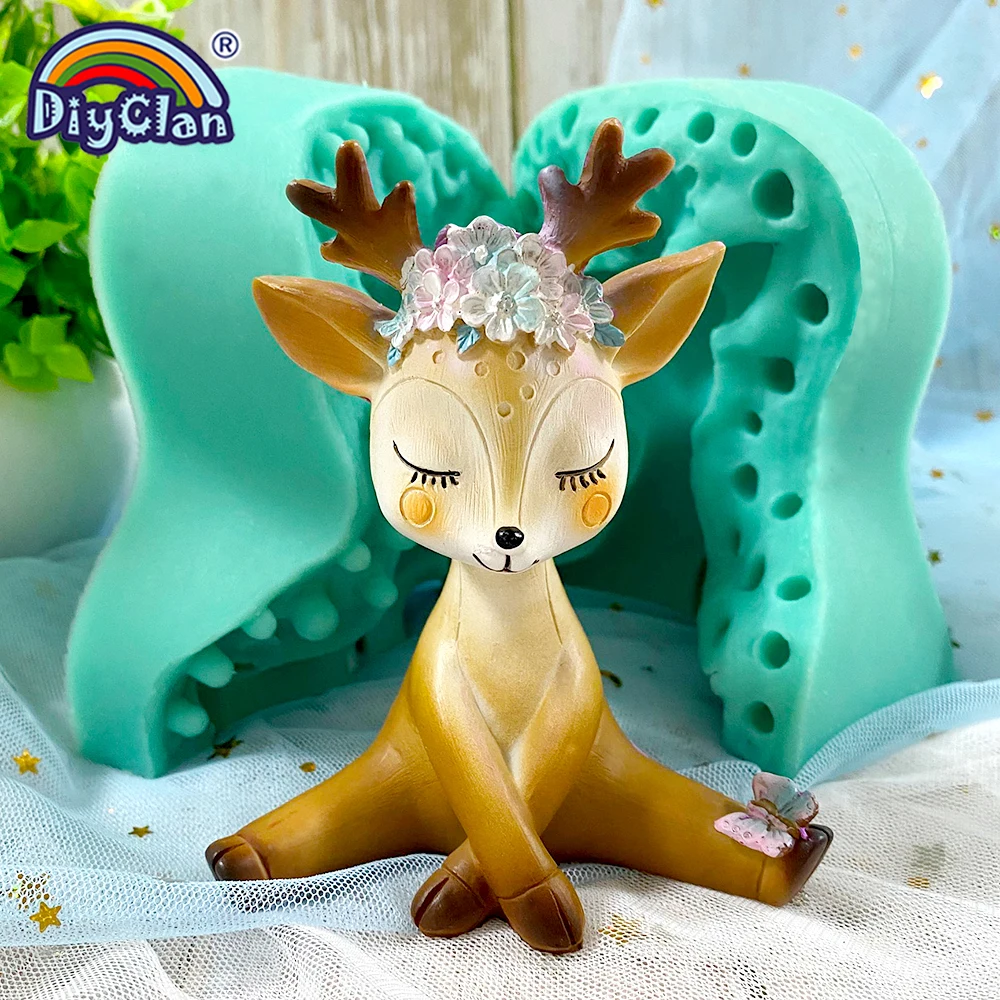 

Sika Deer Silicone Mold For Cake Candle Decoration Handmade 3D Animal Chocolate Figures Polymer Clay Silicone Form Concrete