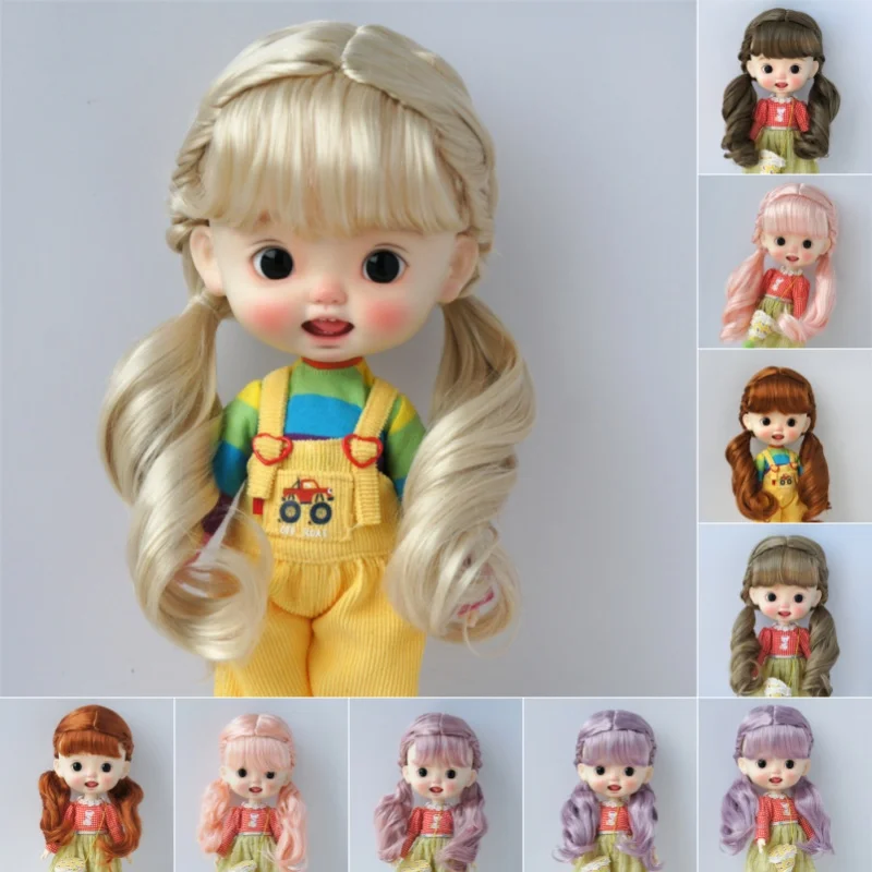 

JD786 Lady Side Braids Long Jubilee Twin Pony Synthetic Mohair BJD Doll Wigs Full sizes Doll Accessories