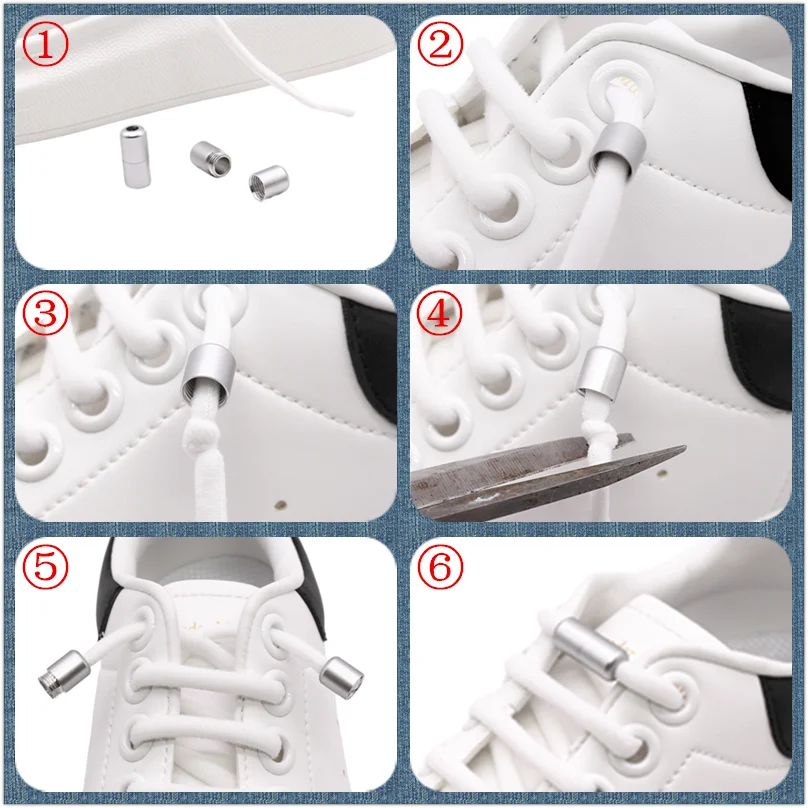 Elastische Schnürsenkel ohne Binden mit Metallverschluss, Schnürsenkelfreie Verschlusskappen für Sneaker, Verstellbare, Langlebige Einheitsgröße für Alle – Detail 4