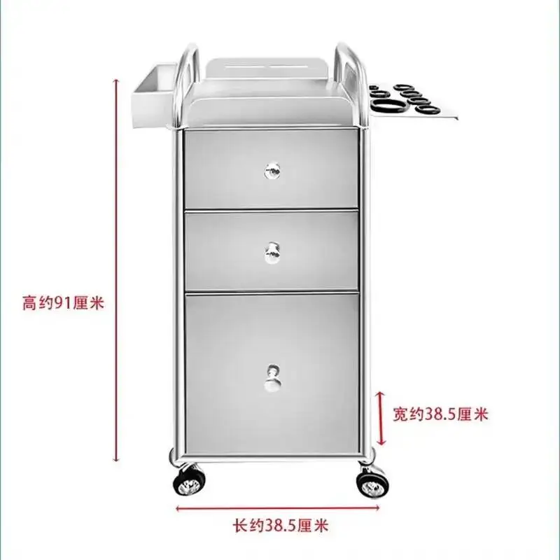 عربة متعددة الوظائف على الطراز الإيطالي، عربة مصممة لصالون الحلاقة قابلة للتخزين، أثاث صالون التجميل الحديث Skjuta En Vagn HBSC #6