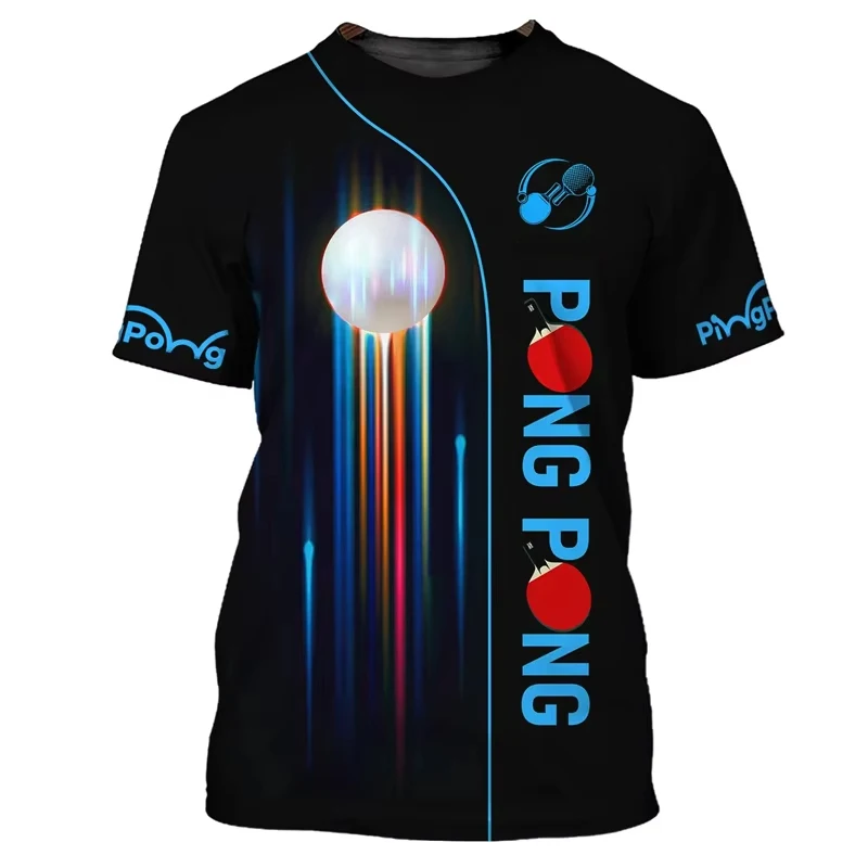 Ping Pong T Shirt For Men 3D Table Tennis Bowling Theme Printed T-Shirts Fashion Men Women Short Sleeve Tops Sports Running Tees