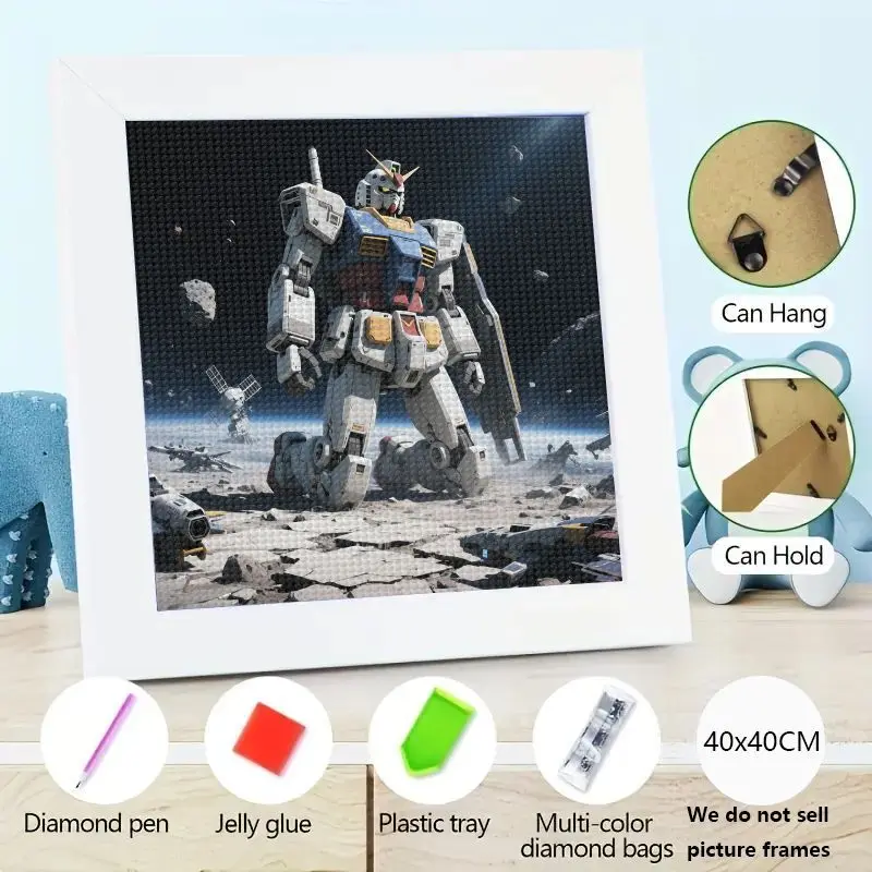 

1 шт. 5D DIY комплект алмазной живописи, полная дрель Gundam Robot аниме Sci-Fi Mecha Diamond Art, космический лунный пейзаж, алмазная вышивка
