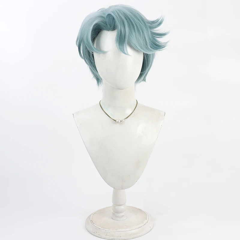 Virtuelle YouTuber Freodore Cosplay Perücke Halloween 30 cm kurze grüne Männer hitzebeständiges Haar