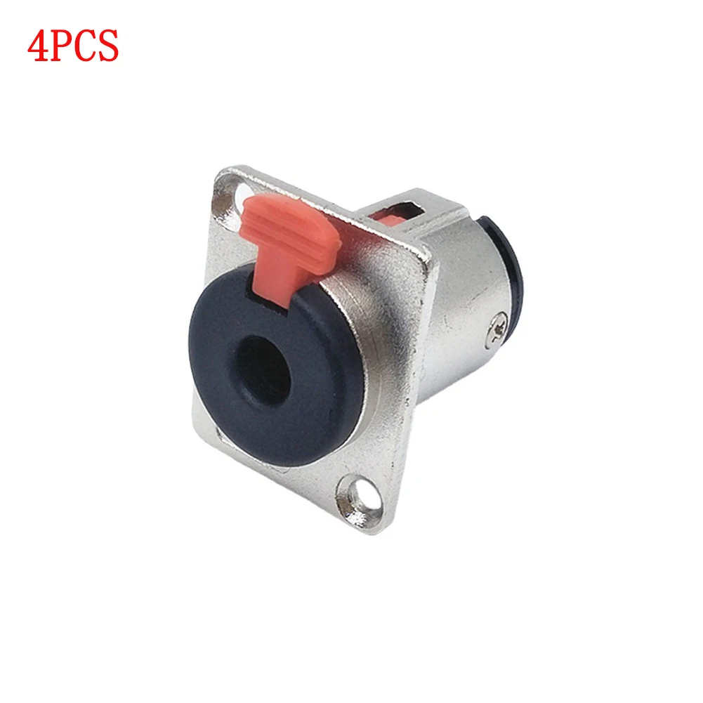 

4Pcs 6.35mm 3 Pole Jack 1/4 in Nickel Plated Stereo Female Socket 2-hole Panel Audio Microphone Cable Terminal Plug with Lock