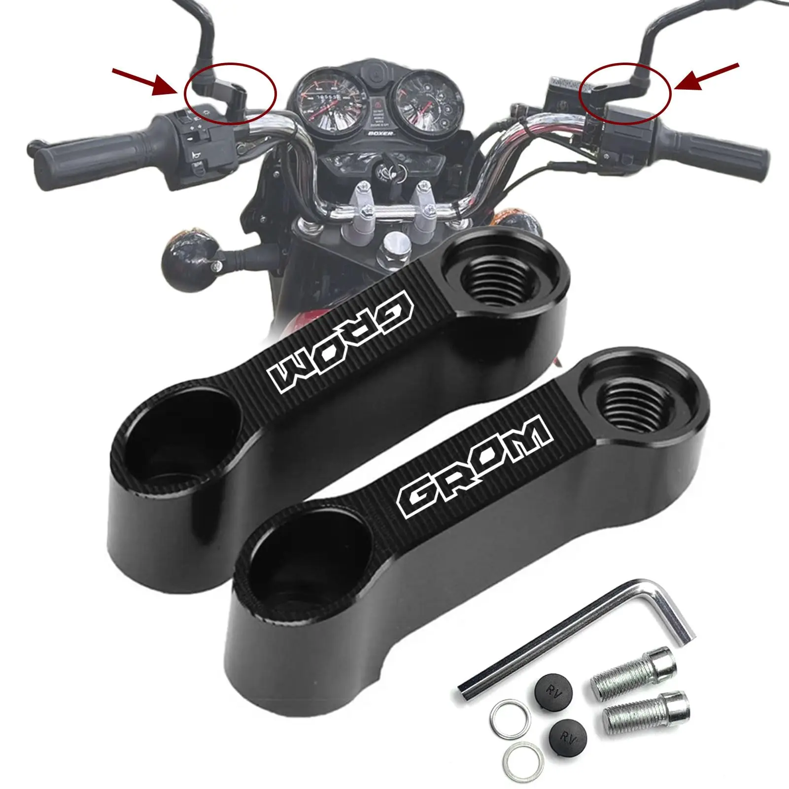 Para honda grom msx125 2025 grom 125 msx 125 2013-2024 motocicleta espelho retrovisor montagem risers extensor adaptadores espelho suportes