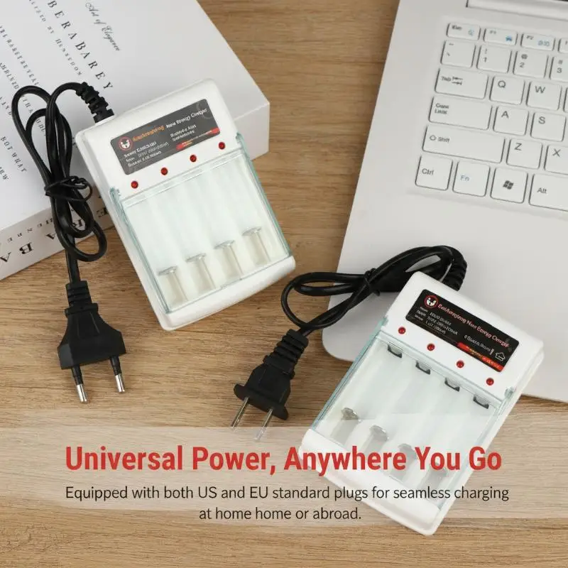 AA AAA Rechargeable 4 Slot Battery Charger 1.2V Independent Charging EU US Plug for Quick Power at Home and Work
