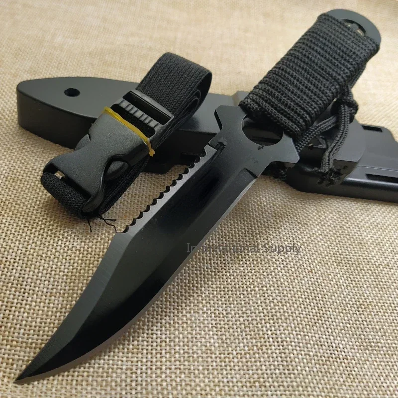 Tactical Fixed Blade 7CR14Mov Blade Steel Handle Outdoor Camping Survival Hunting Utility Knife Military Pocket Tool+ ABS Sheath