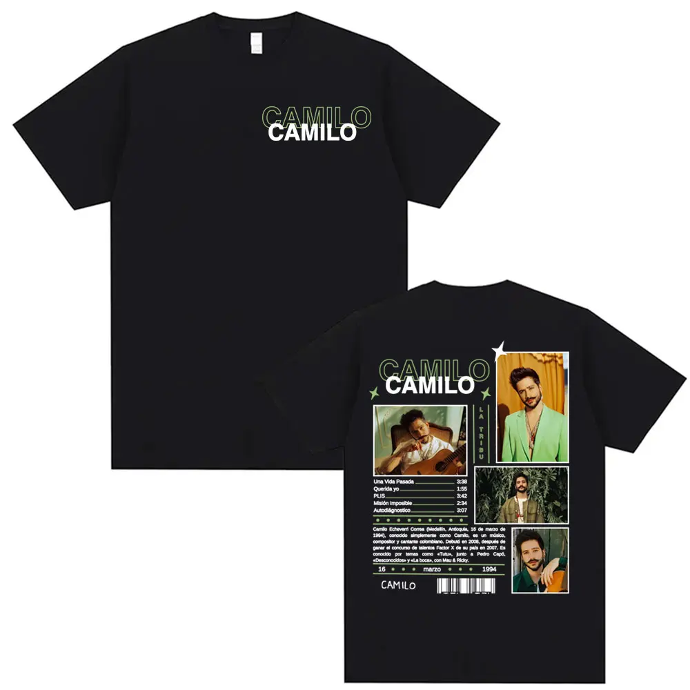 

Singer Camilo 2025 Tour Графические футболки Мужская одежда Harajuku Хип-хоп Поп-музыка Футболка Повседневная хлопковая футболка большого размера Топы