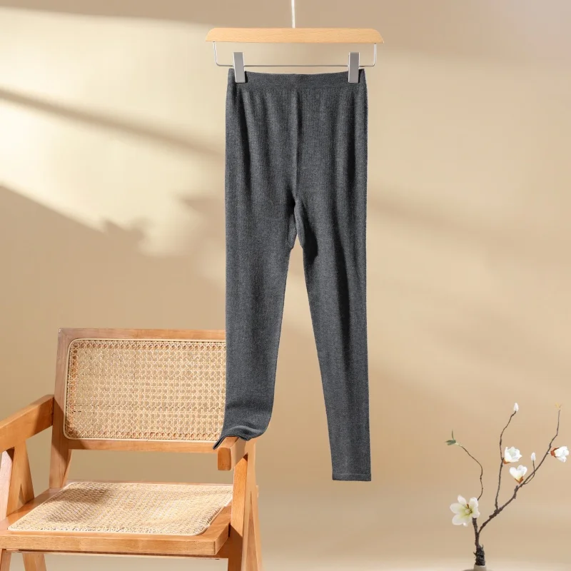 Women'S Cashmere Leggings Warm And High-Waisted For Fall And Winter Tight-Fitting Knitted And Highly Elastic For Layering