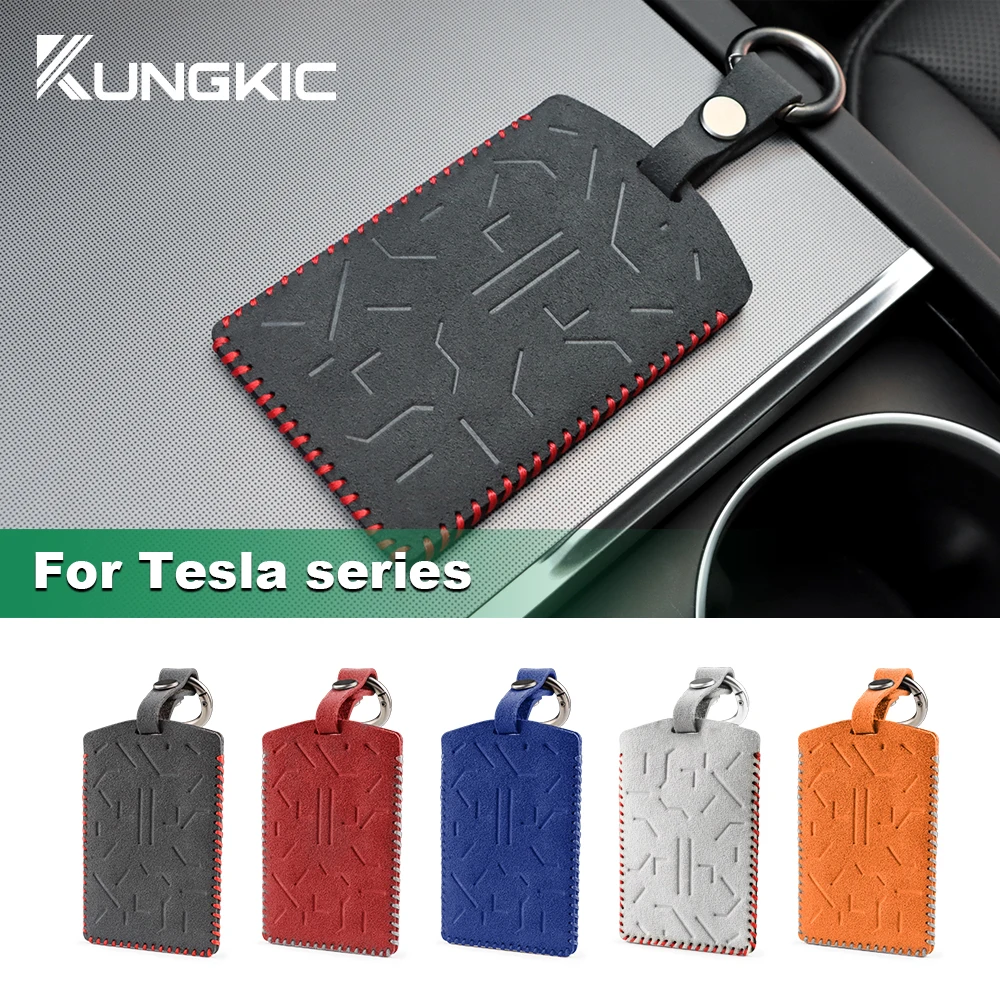 for Tesla Model3 Model Y Model X Model S Car Remote Key Case Cover Shell Card Bag Italian Top Suede Car Accessories