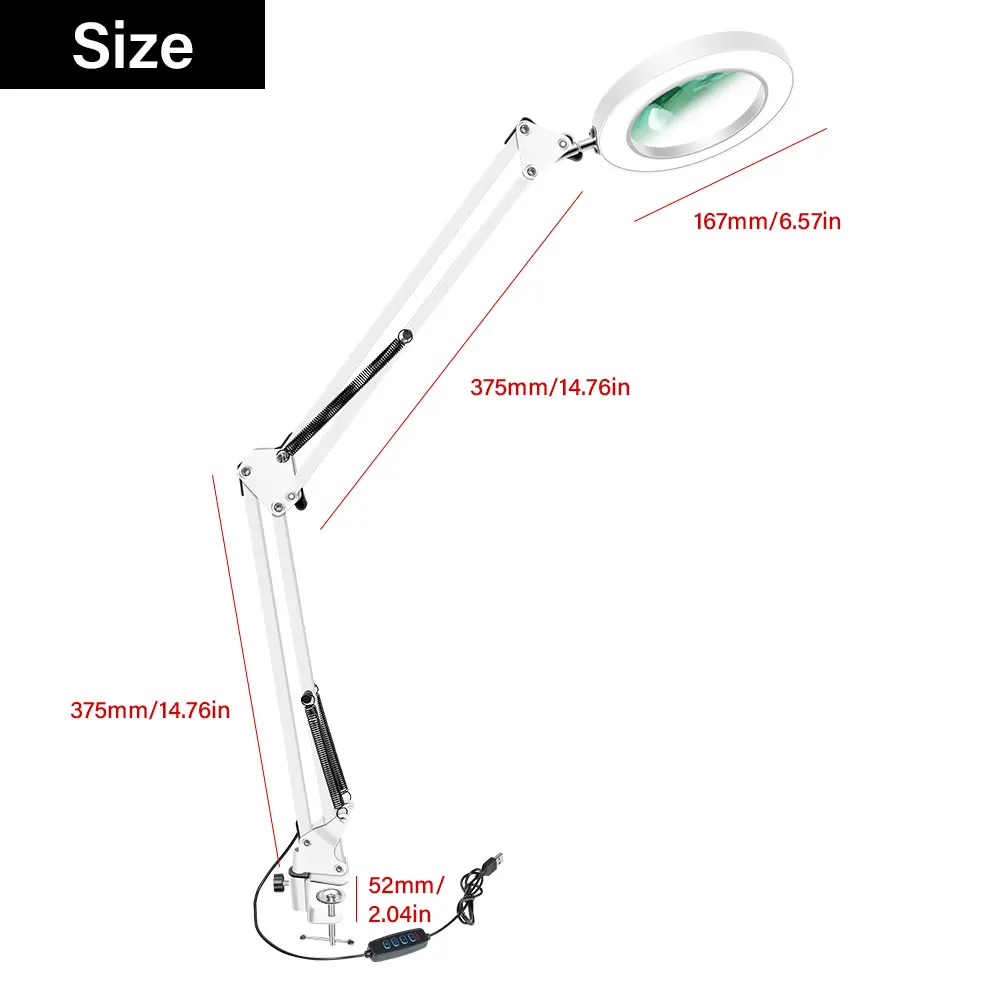 Vergrößerungsglas mit 72 LEDs, 10-fache Vergrößerung, USB, 3 Farben LED-Beleuchtung, NEU für Lötkolben-Reparatur/Tischlampe/Hautpflege – Detail 30