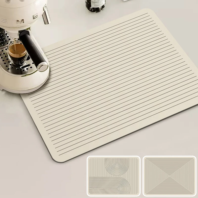 Diatomite Drying Pad Non-slip Kitchen Super Absorbent Mat Non-slip Rubber Guard Counter Protector Heat Resistant Tableware Rug