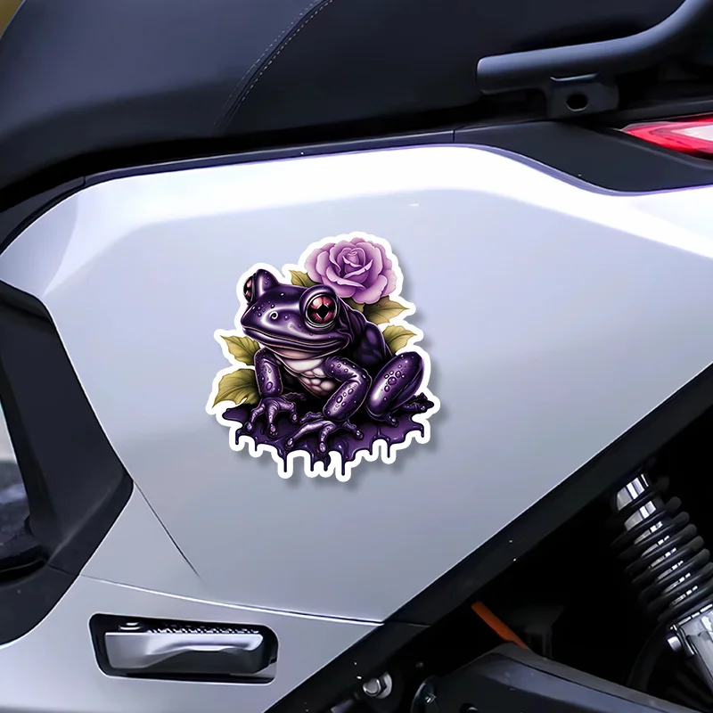 

1PC Purple Flower Frog Motorcycle Stickers Car Rear Window Decor Waterproof DIY Motorbike Side Panels Fuel Tank Fairing Decals