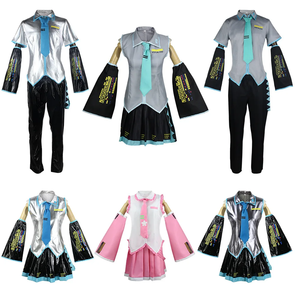 Virtual Singer Cosplay Outfit Multiple Styles Men Women Top Skirt Pants Detachable Sleeves Necktie Set Halloween Party Costume