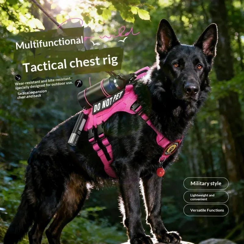 

Tactical Dog Harness for Large Breeds - No-Pull Escape-Proof Vest with Wide Straps, Adjustable Control (CE Certified)