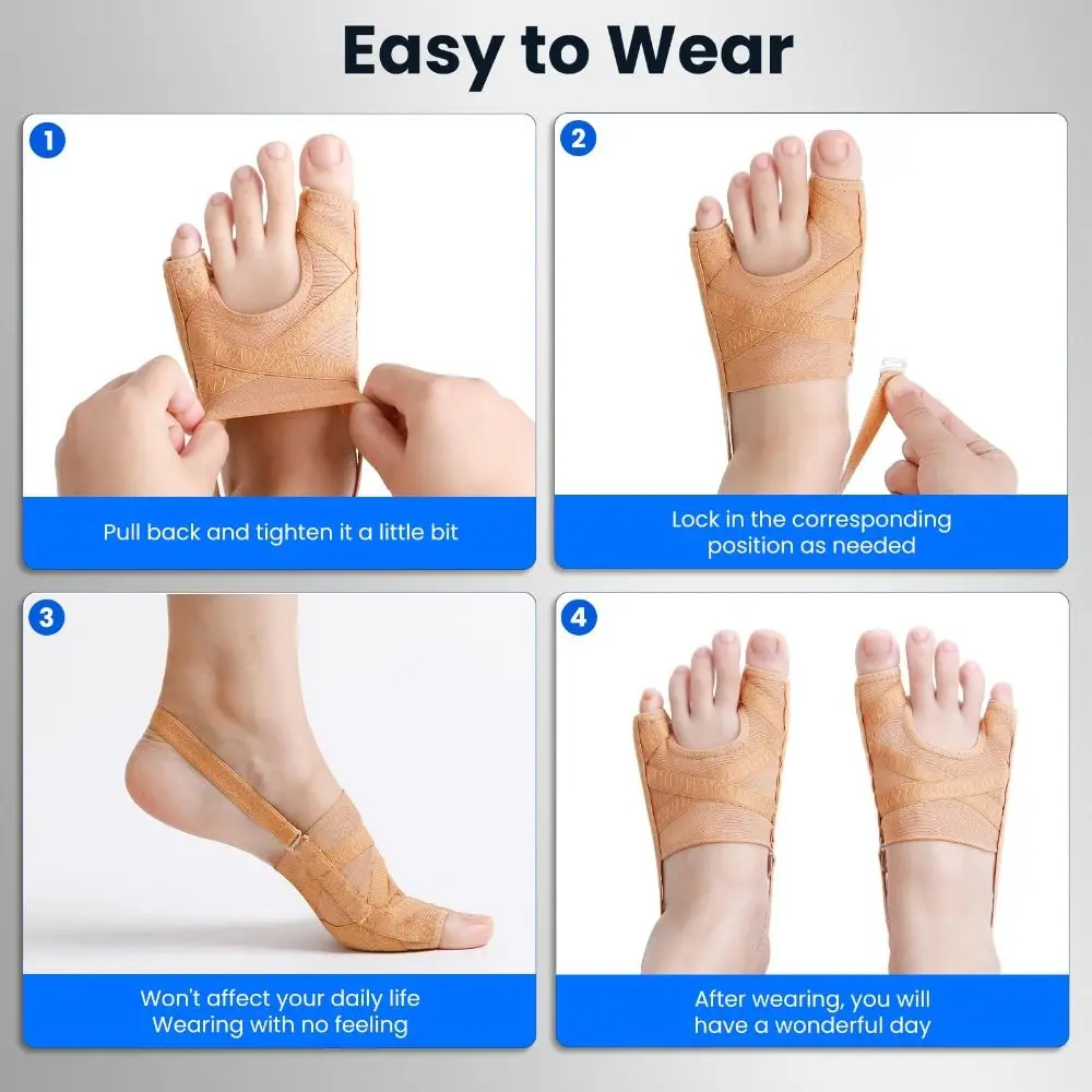 Breathable Toe Separators Progressive Correction Non-Slip Toe Protector Adjustable Strap 24/7 Wearable Split-Toe Socks Women Men