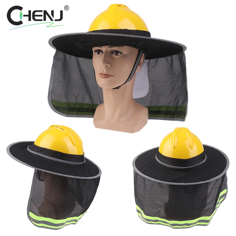 Hard Hat Sun Neck Shield Summer Helmet Mesh Sunshade High Visibility Reflective Hard Hat Shade For Outdoor Construction Worker