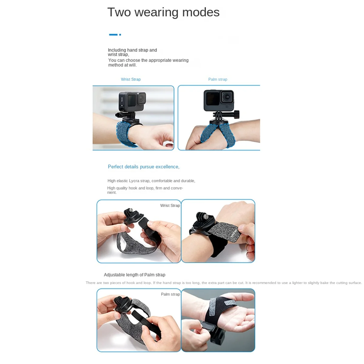 TELESIN 360° Rotation Hand Wrist Strap Quick Adjustment Angle Mount for GoPro Hero 12 11 10 Insta360 Action 4/GO3