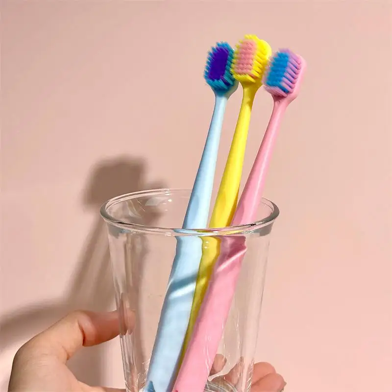 Hot Selling 3 pcs Wide Head Adult Toothbrush with Macaron Color Soft Bristle Wholesale