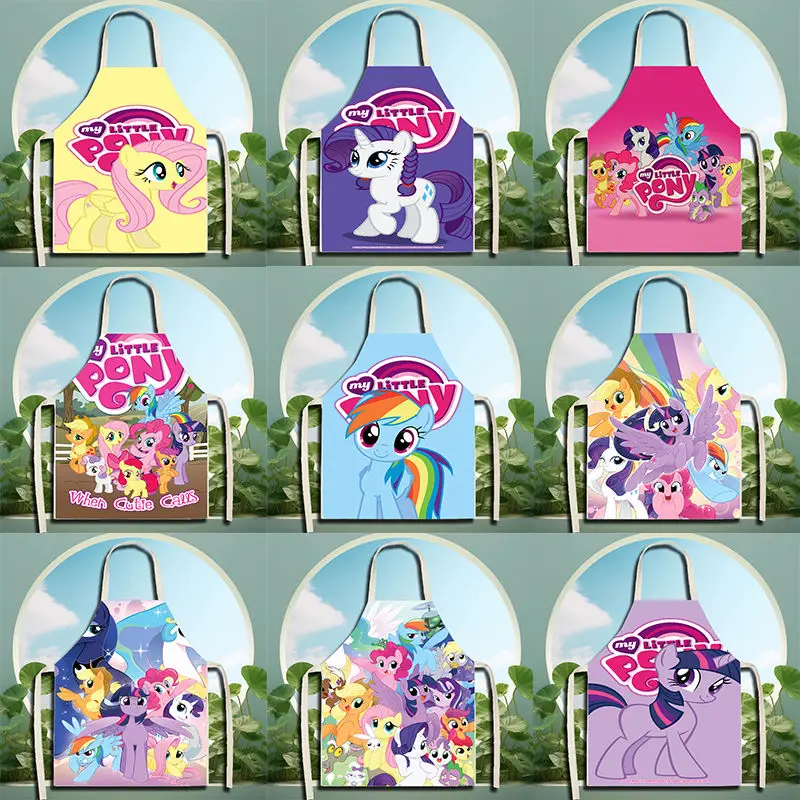 Cartoon cute Disney My Little Pony cartoon innovative apron kitchen cooking baking apron sleeveless waist unisex parent-child