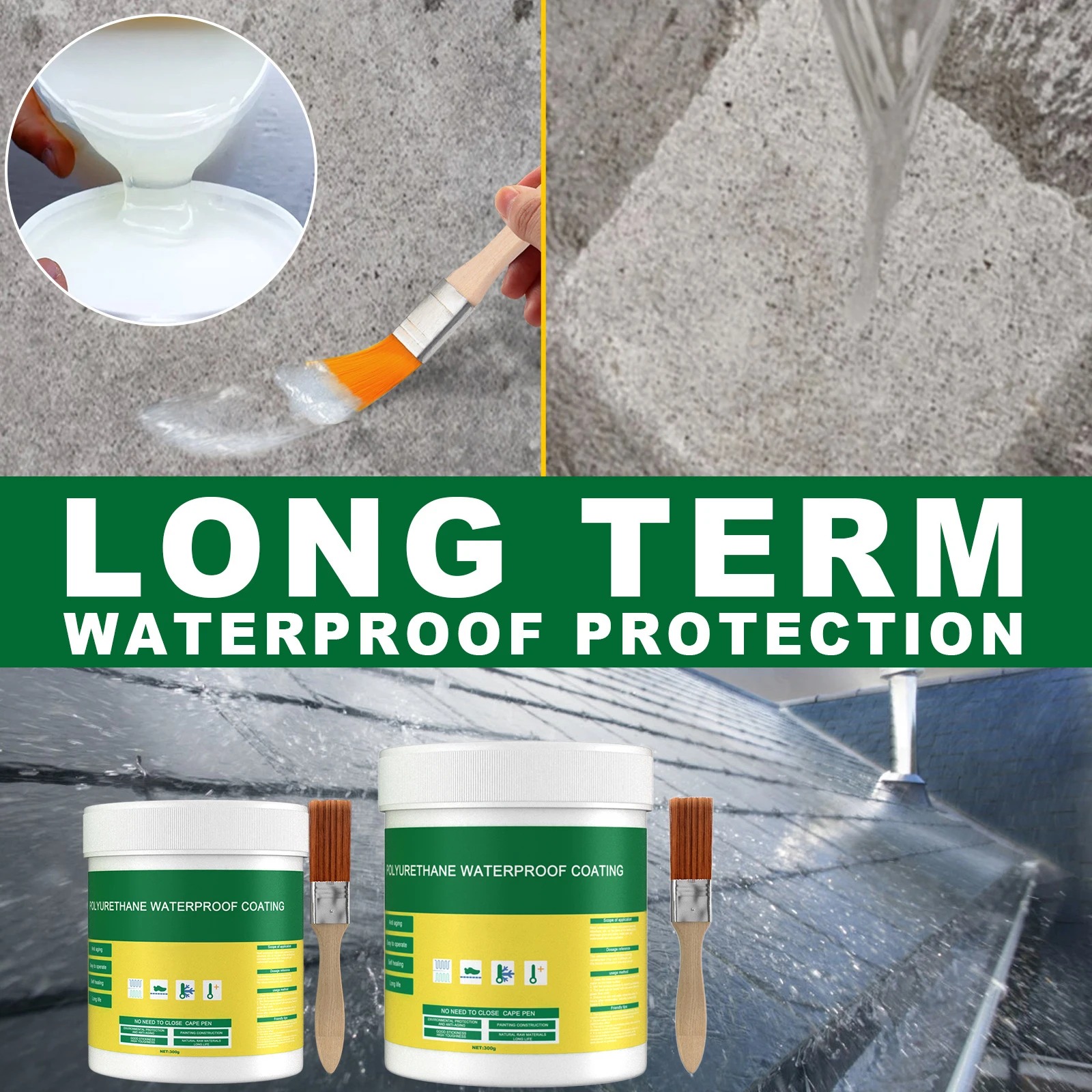 300ml Waterproof Coating Sealant Agent Transparent Invisible Paste Glue With Brush Restore Adhesive Roof Bathroom Repair Glue