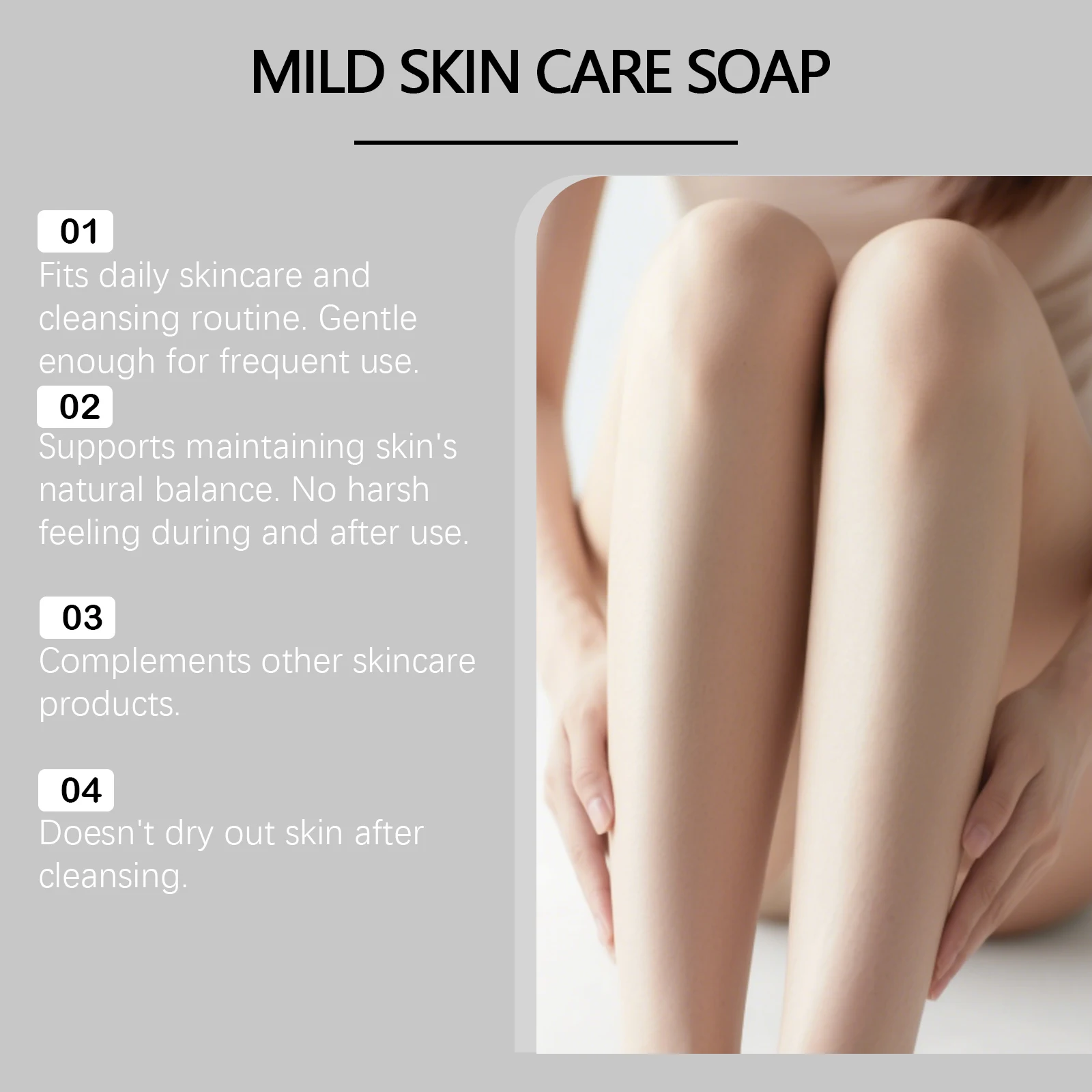 Gentle Fragrance-Free Cleansing Bar - Multi-Area Cleansing, Leaves Body Skin Smooth & Tender, Moisturizing Soap